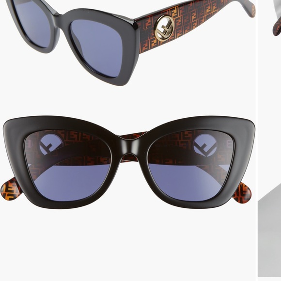 Fendi 52 mm Black and Brown Patterned Sunglasses - Picture 4 of 7